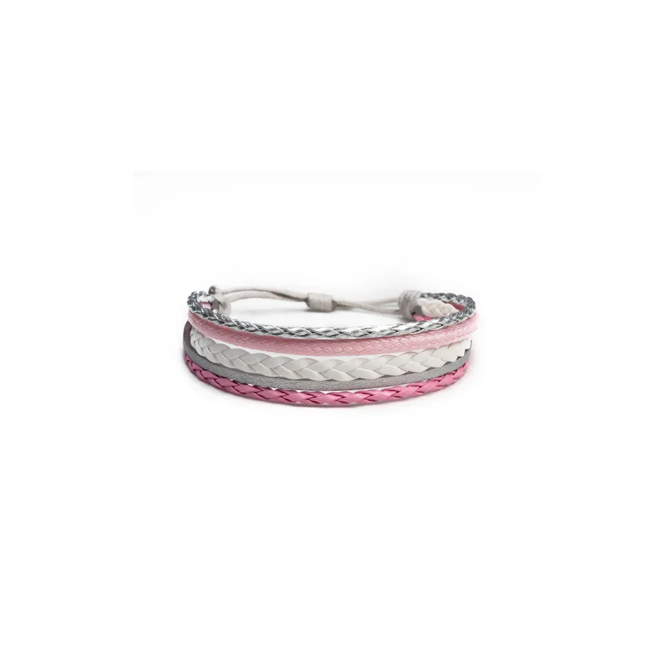 CrisFeather Icy Pink brățară piele roz alb damă
