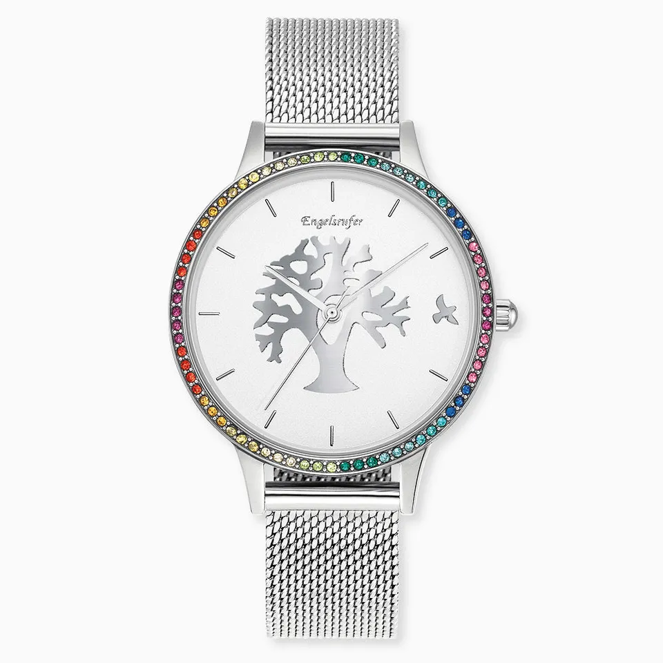 Engelsrufer Lebensbaum ceas otel zirconia multicolor mesh