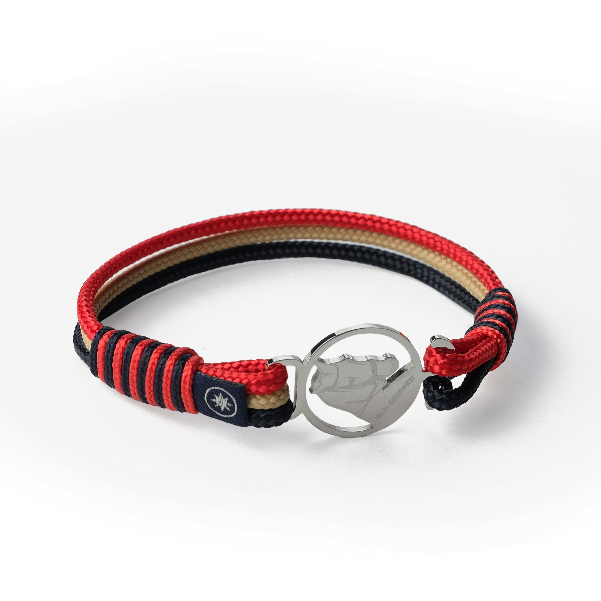 Old Skipper Nautical Trio brățară roșu-bej-bleumarin frânghie