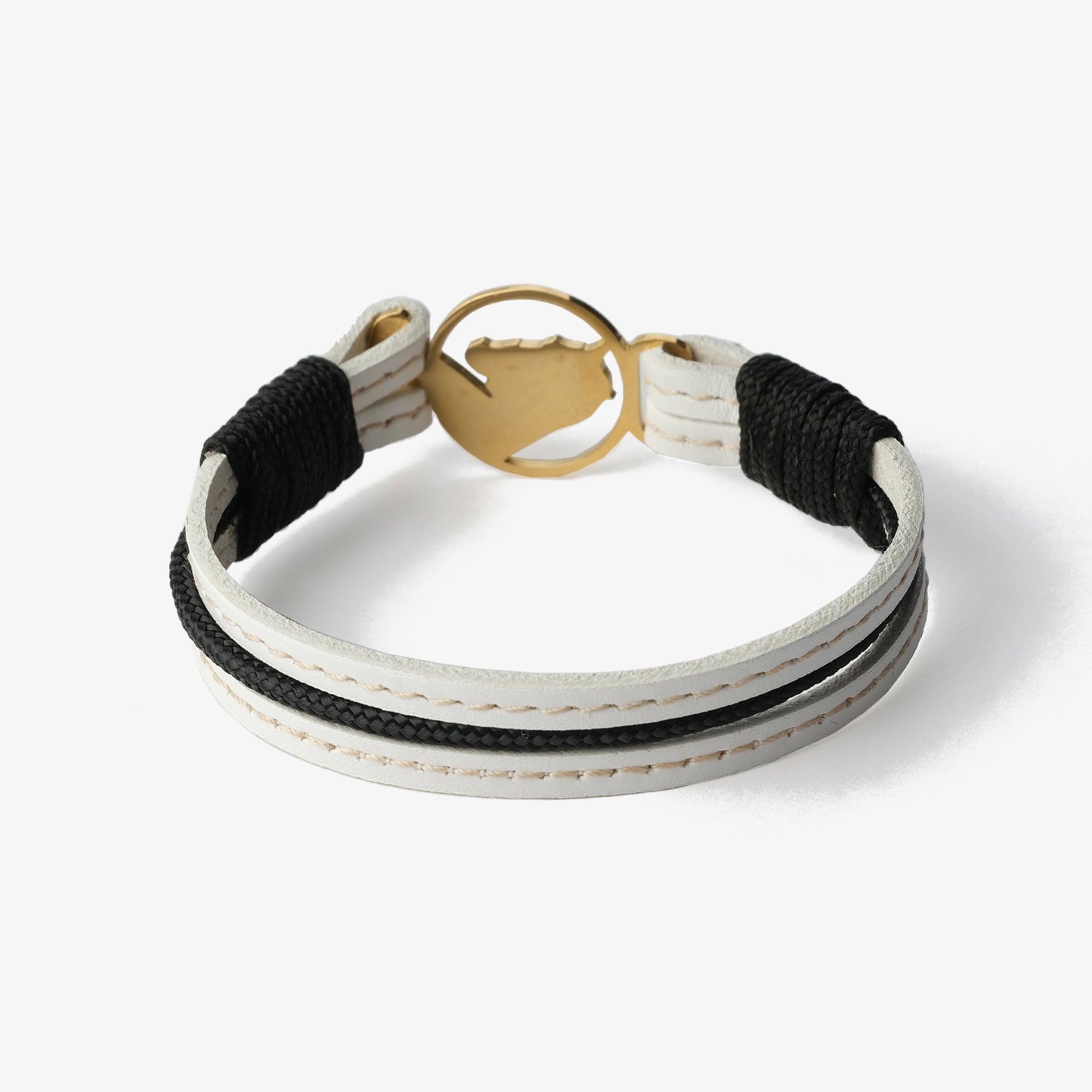 Old Skipper Ivory Luxe brățară piele cal auriu alb