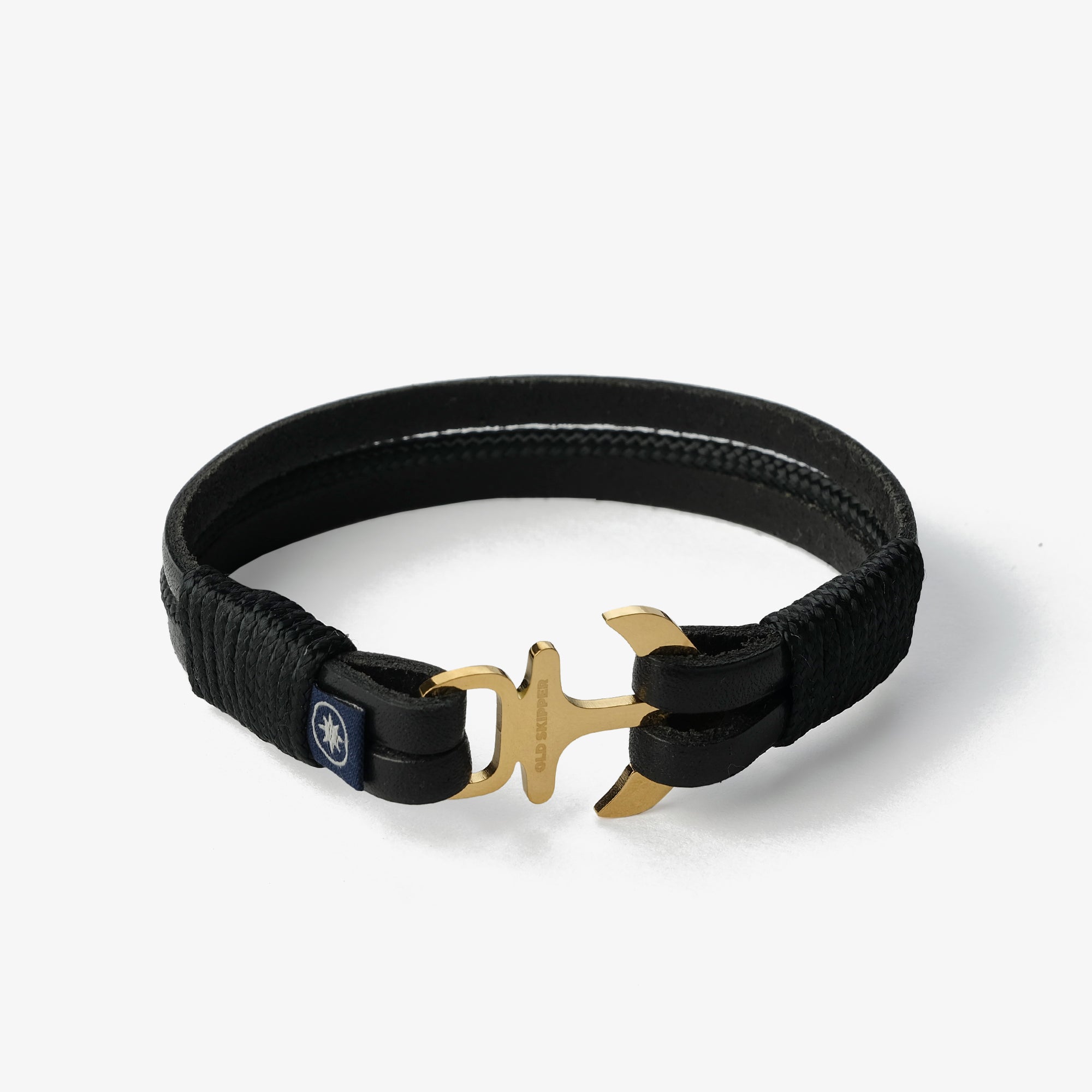 Old Skipper Jack Tar Golden bratara piele neagra