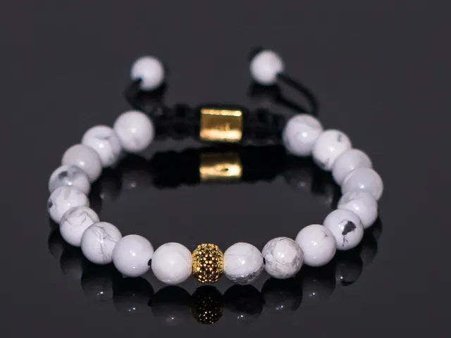 Dualstax Gold Howlite bratara howlit aur 14ct reglabila