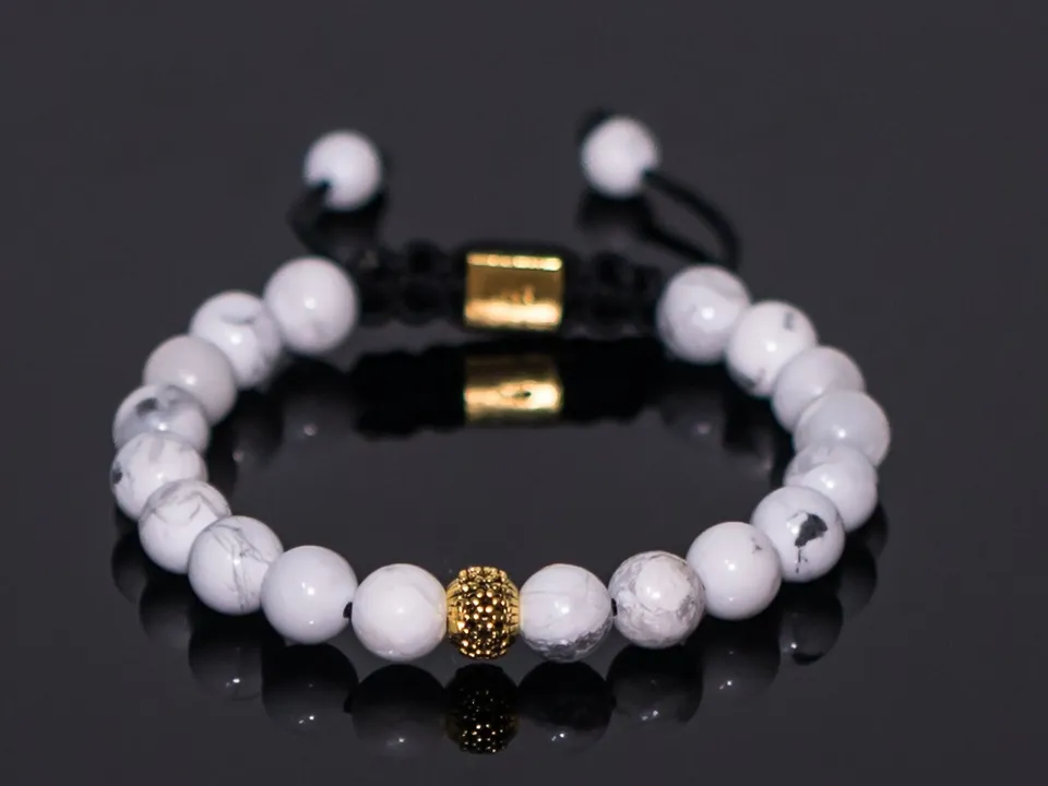 Dualstax Gold Howlite bratara howlit aur 14ct reglabila