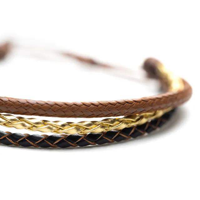CrisFeather Snake brățară piele maro auriu