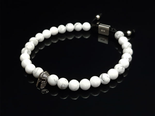 Dualstax White Spartan brățară howlit 6mm argint