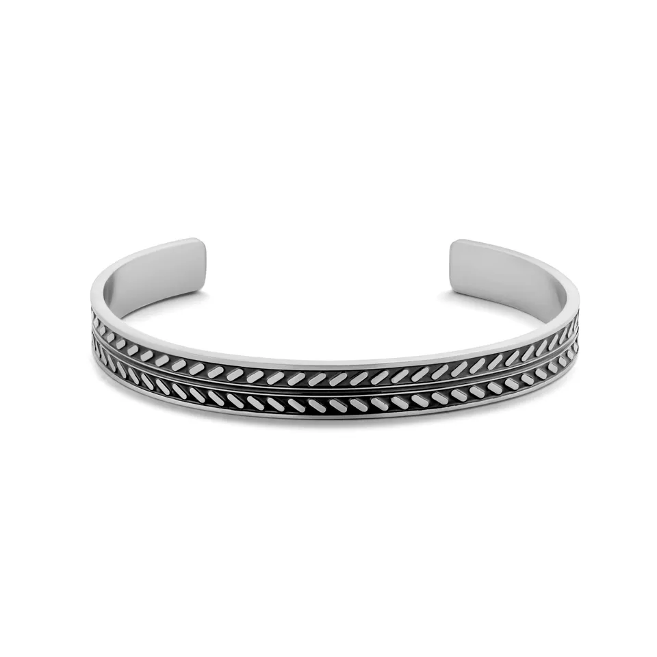 Frank 1967 Patterned Steel Bangle brățară argintie