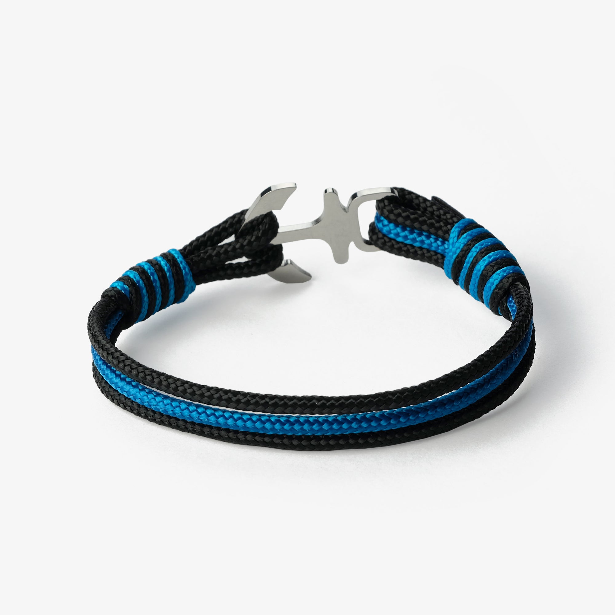 Old Skipper Azure Marine bratara snur ancora negru-albastru