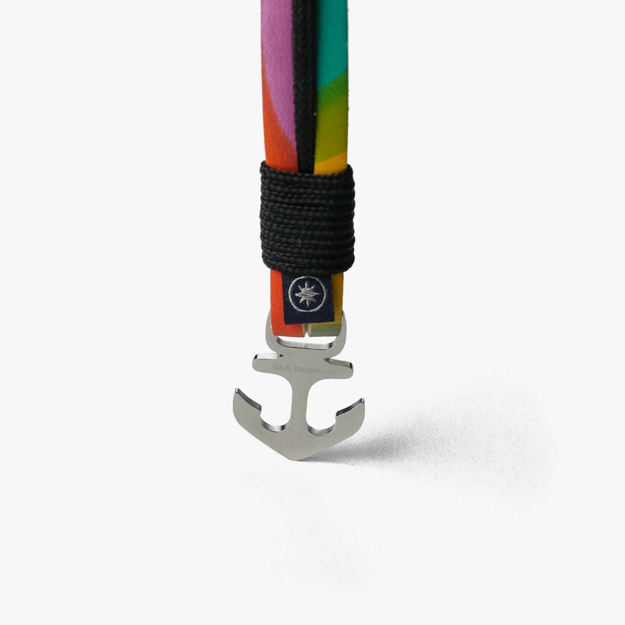 Old Skipper Pride bratara piele multicolor ancora