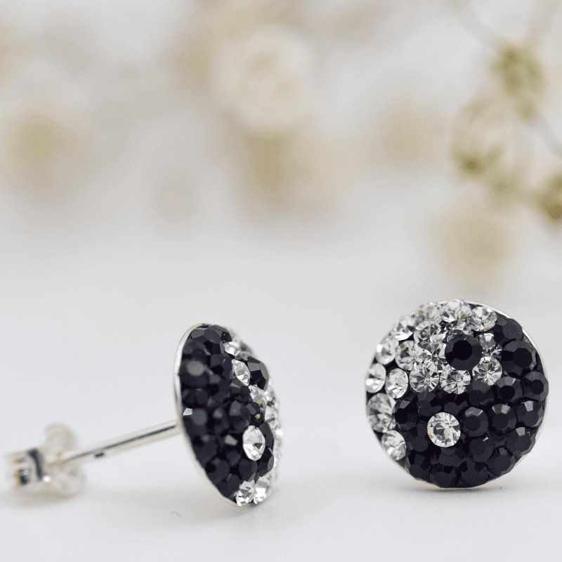 Margeluta.dincristal Yin Yang cercei argint 925 șurub