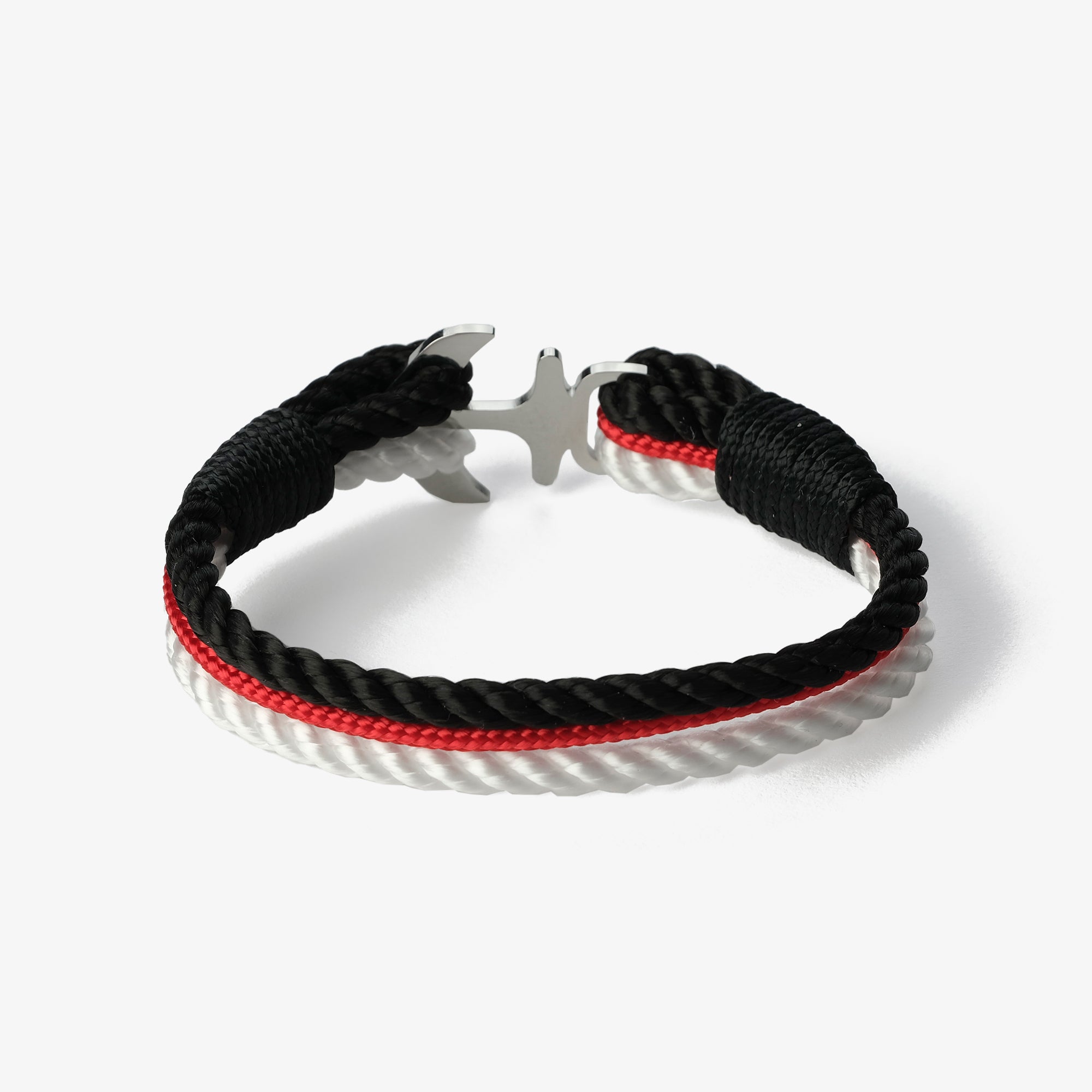 Old Skipper Serene Horizons bratara funie Anchor alb-negru-rosu