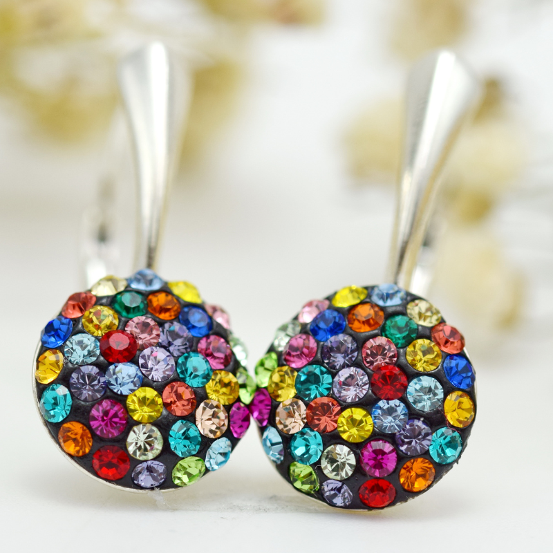 Margeluta.dincristal Mini Chaton Multicolor cercei argint 925 albastru