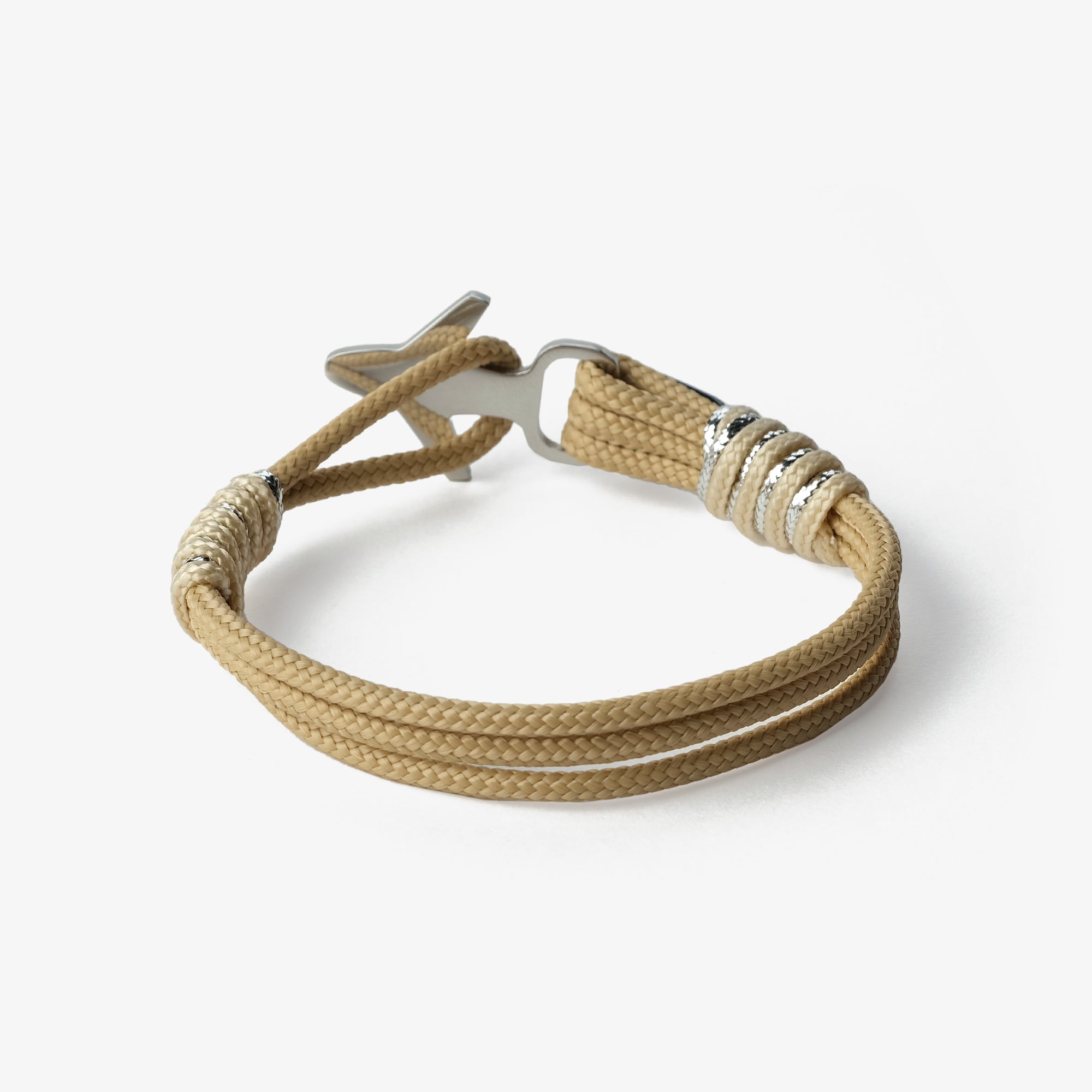 Old Skipper Sand Dune bratara snur bej avion argintie