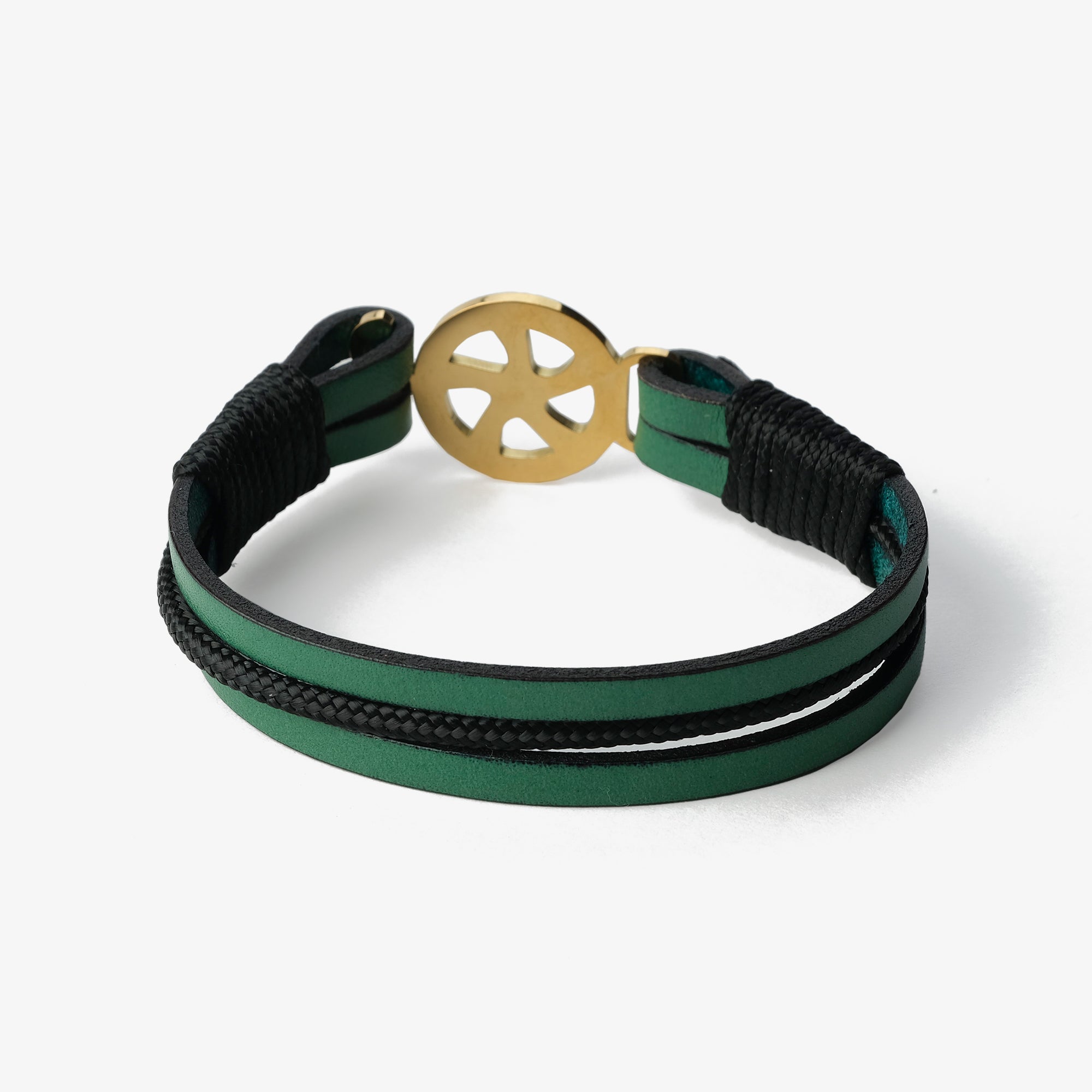 Old Skipper Emerald Seascape bratara piele verde-negru M