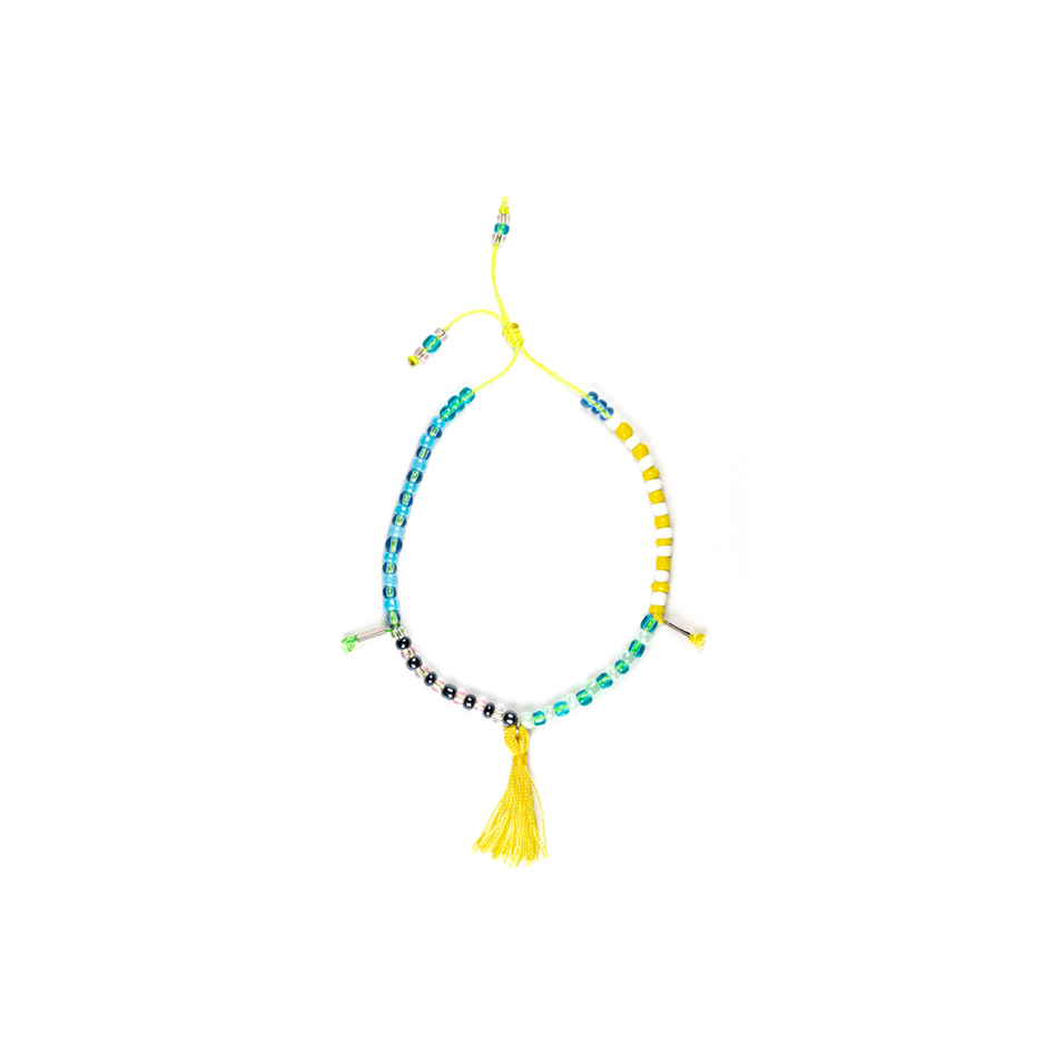 CrisFeather Elys bratara glezna multicolora ciucure galben
