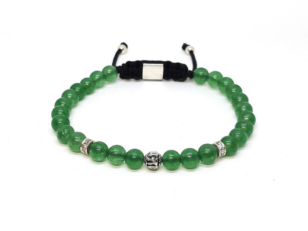 Dualstax Cuarț Verde brățară argint 6mm reglabilă
