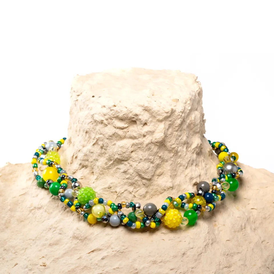 CrisFeather Nature Soul colier galben-verde mărgele