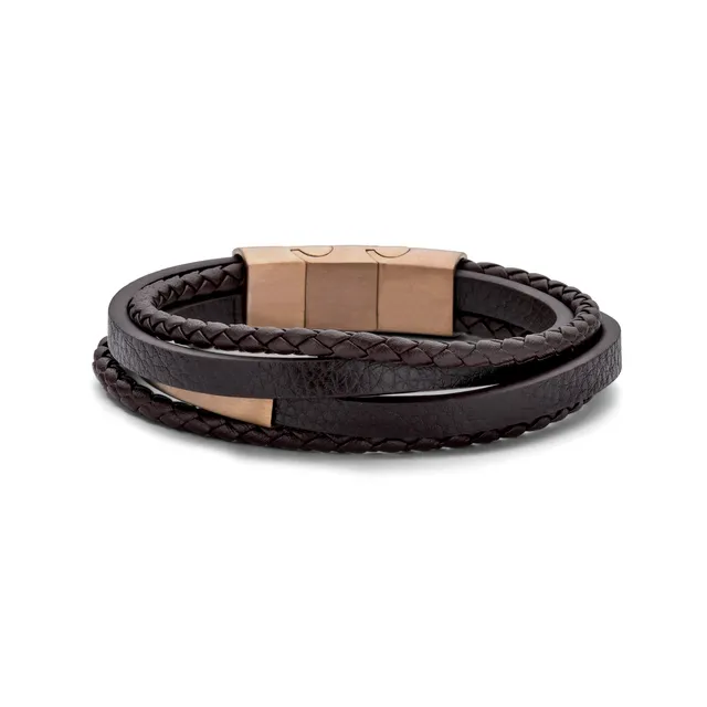 Frank 1967 bratara piele maro multi-snur barbati