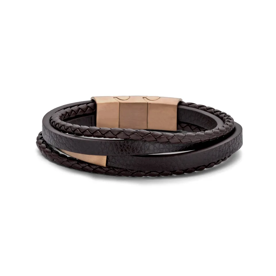 Frank 1967 bratara piele maro multi-snur barbati