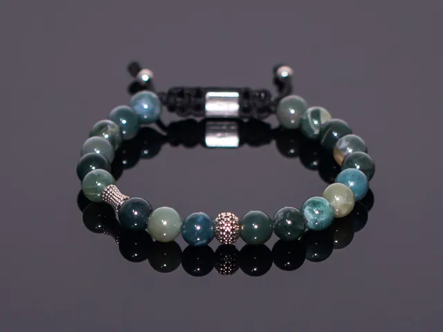 Dualstax Agat Moss brățară unisex agat verde reglabilă