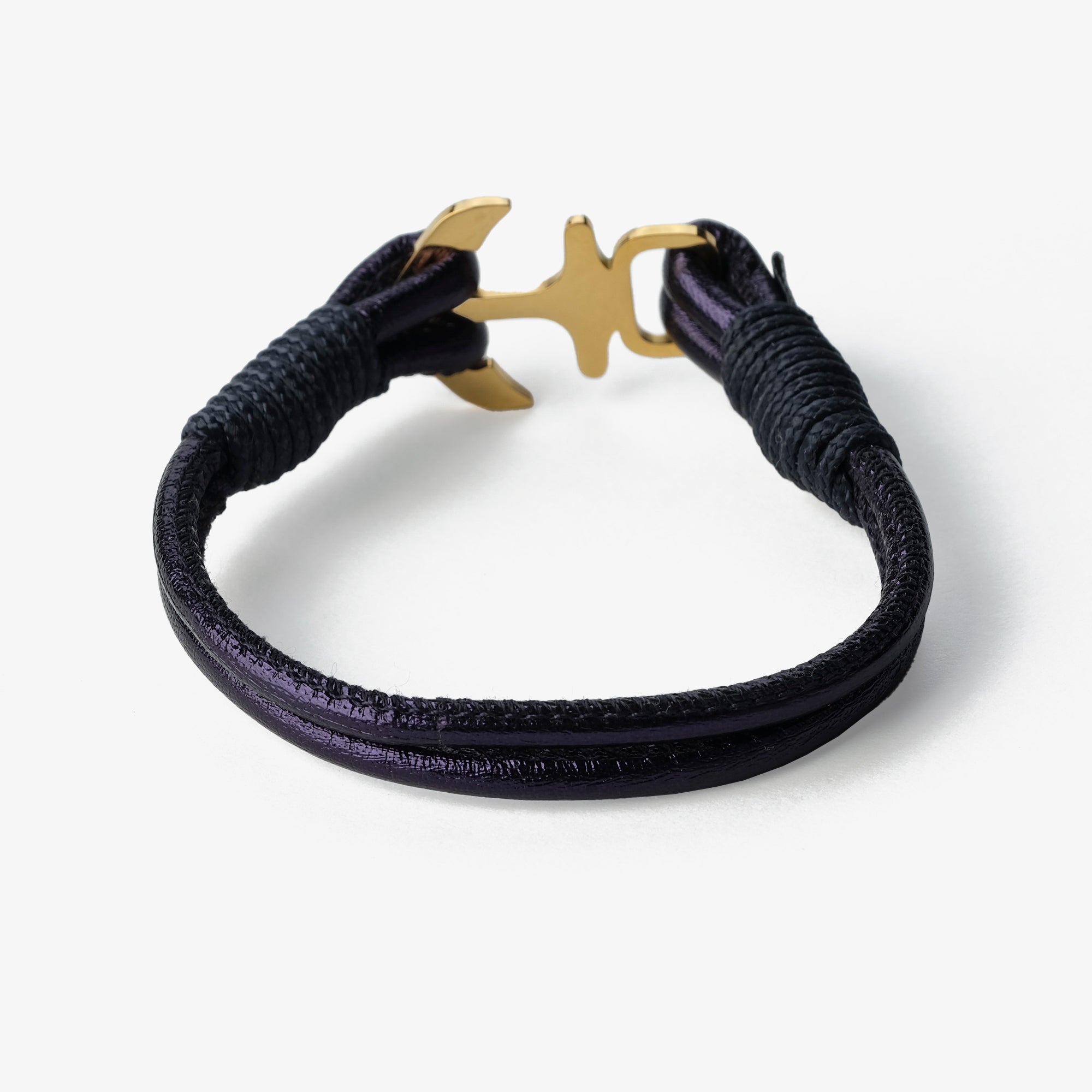 Old Skipper Midnight Blue brățară nappa ancoră aurie