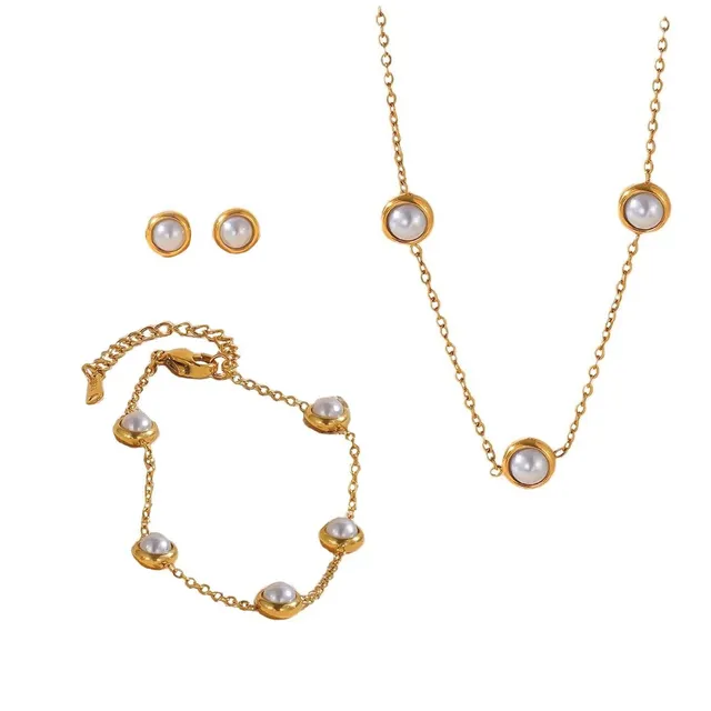 Rafini Timeless Pearl Shine set bijuterii perlă
