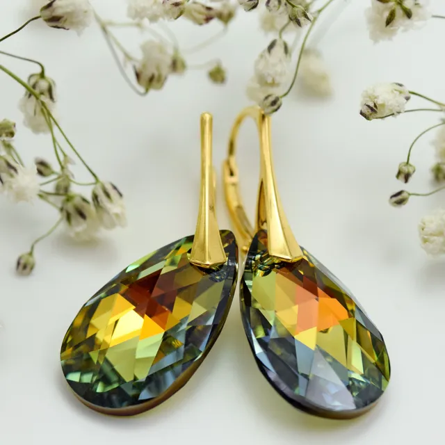 Margeluta.dincristal Picătură Sahara cercei Swarovski aur 38mm
