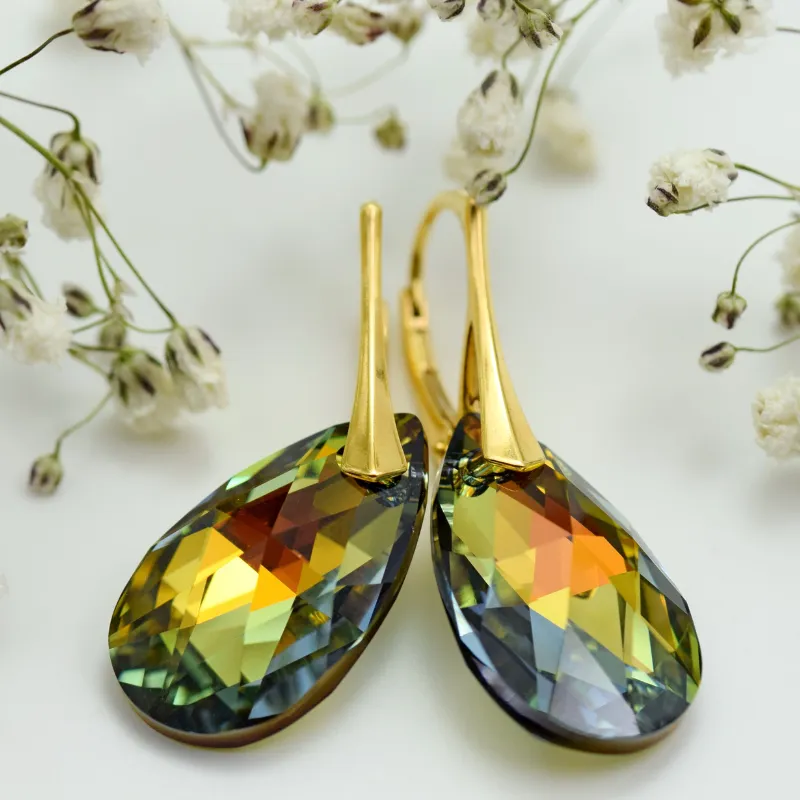 Margeluta.dincristal Picătură Sahara cercei Swarovski aur 38mm
