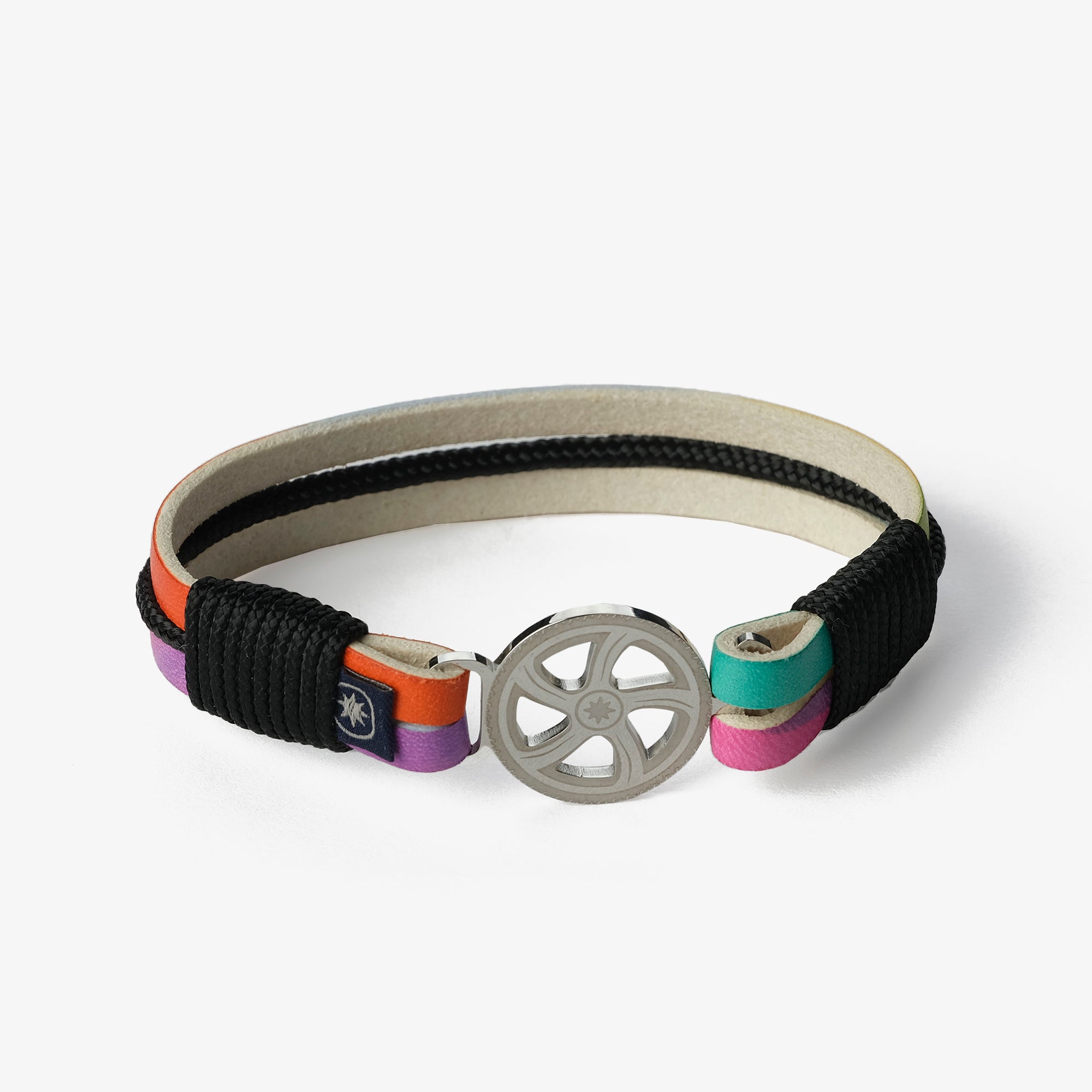 Old Skipper Pride bratara piele multicolor ancora