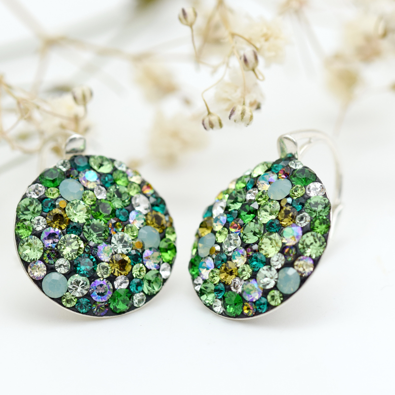 Margeluta.dincristal Chaton Queen Green cercei argint verzi