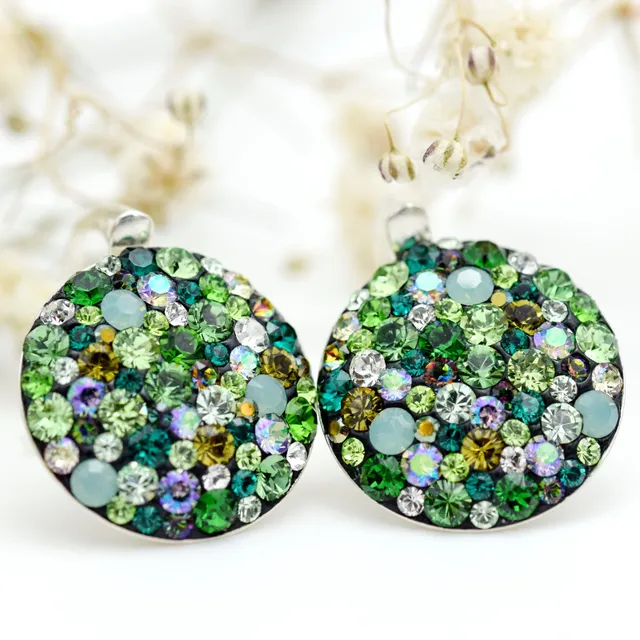 Margeluta.dincristal Chaton Queen Green cercei argint verzi