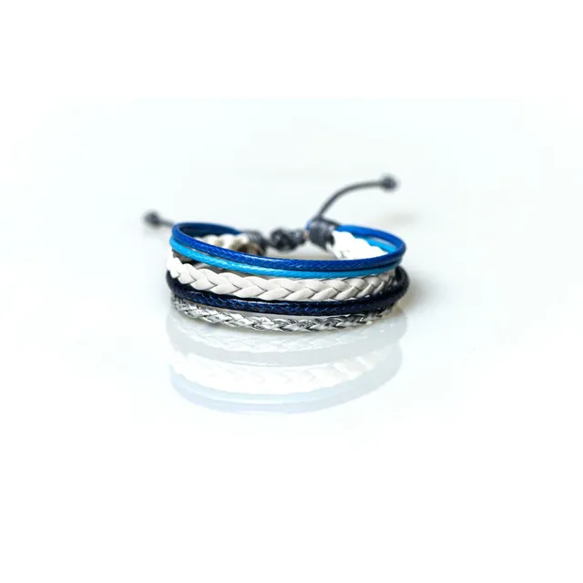 CrisFeather Icy Blue brățară piele albastru-argintiu