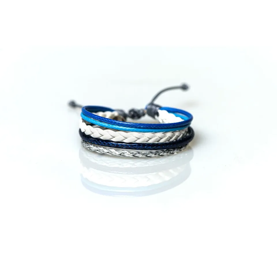 CrisFeather Icy Blue brățară piele albastru-argintiu