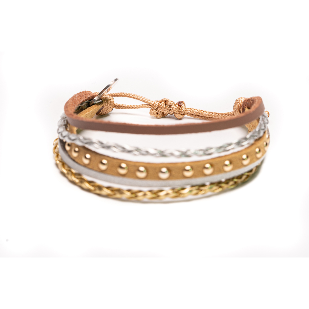 CrisFeather Nude Touch brățară piele nude-auriu