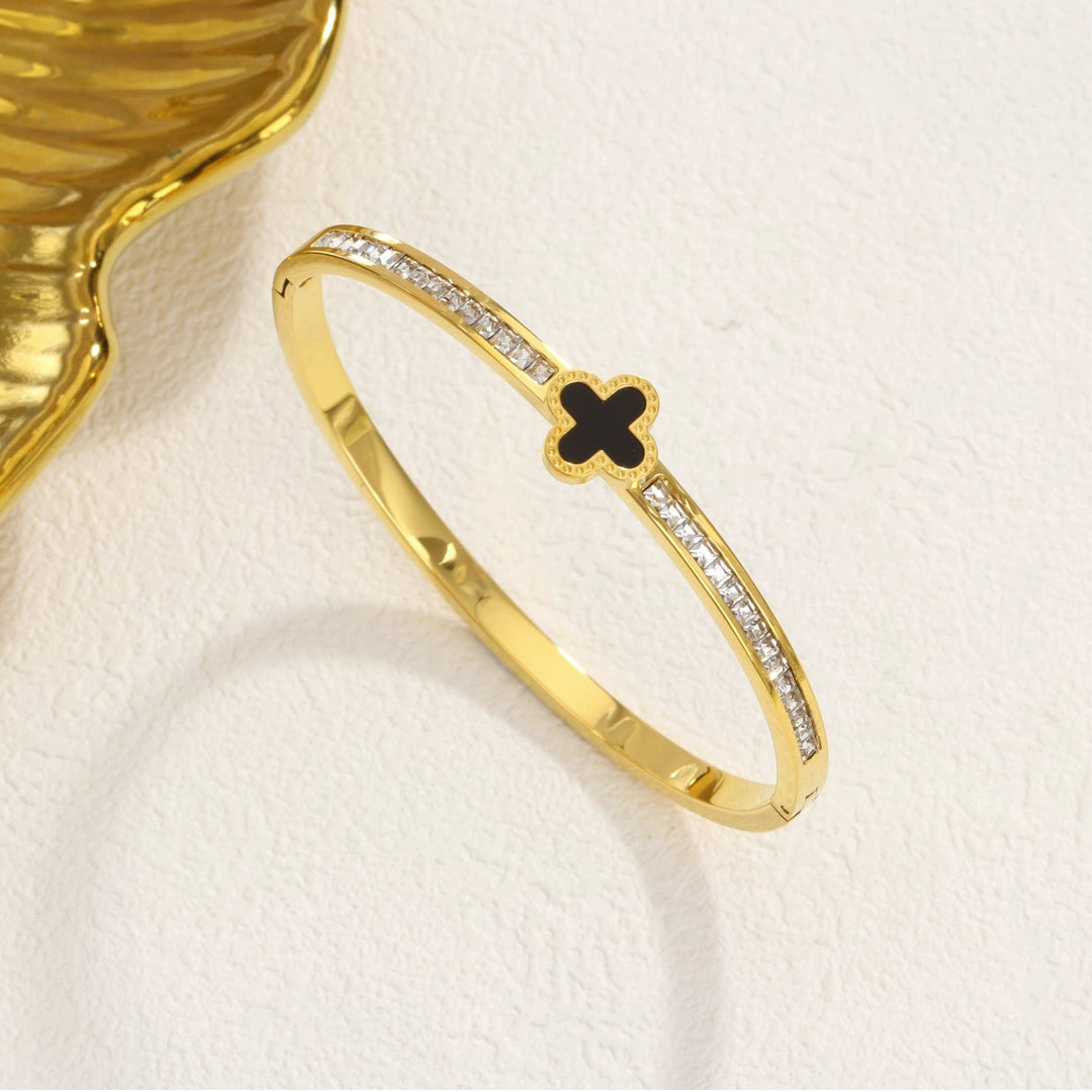 Rafini Fortune Clover brățară placat aur 18K