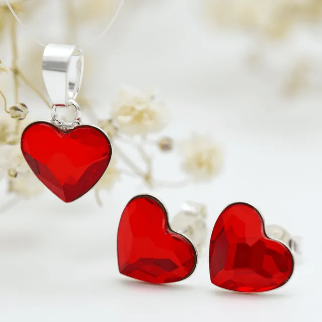 Margeluta.dincristal Swarovski Inimioară set argint Siam