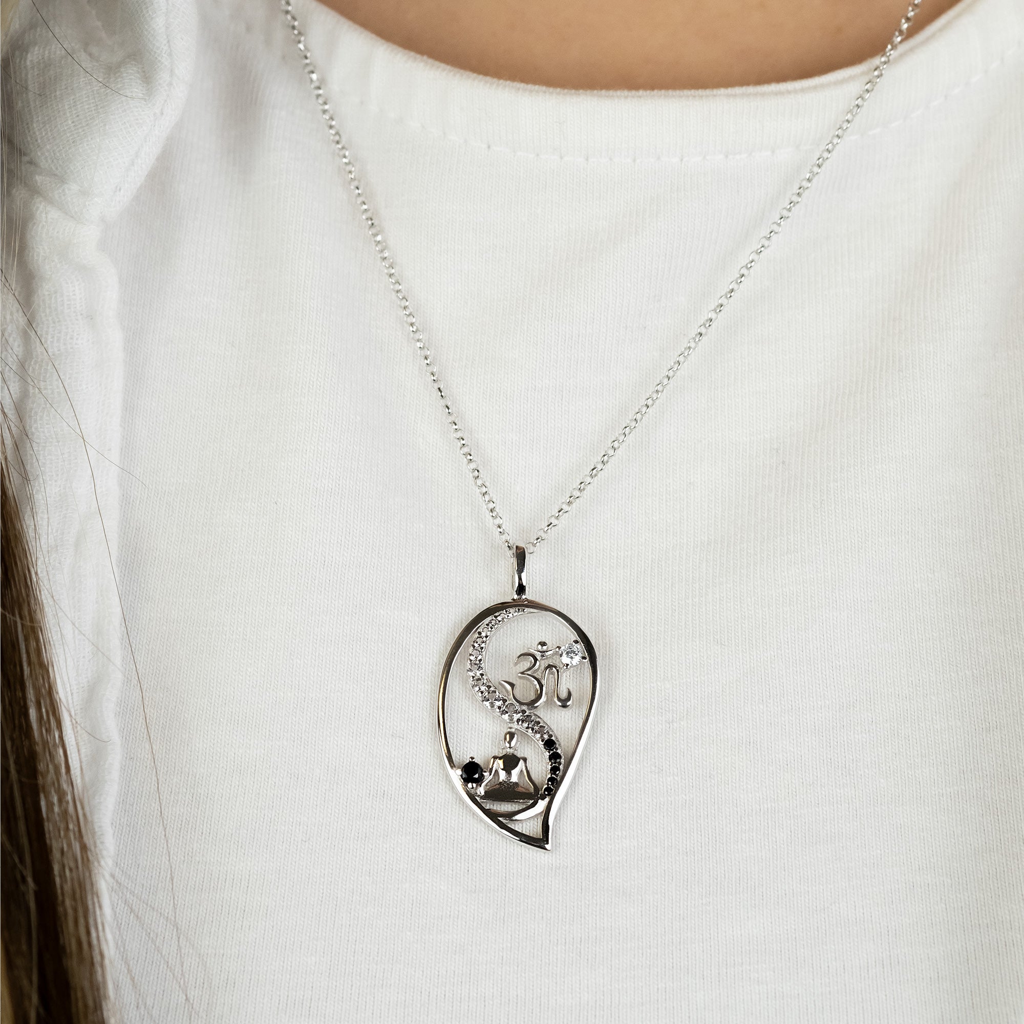 Engelsrufer Yin Yang colier argint picătură zirconia
