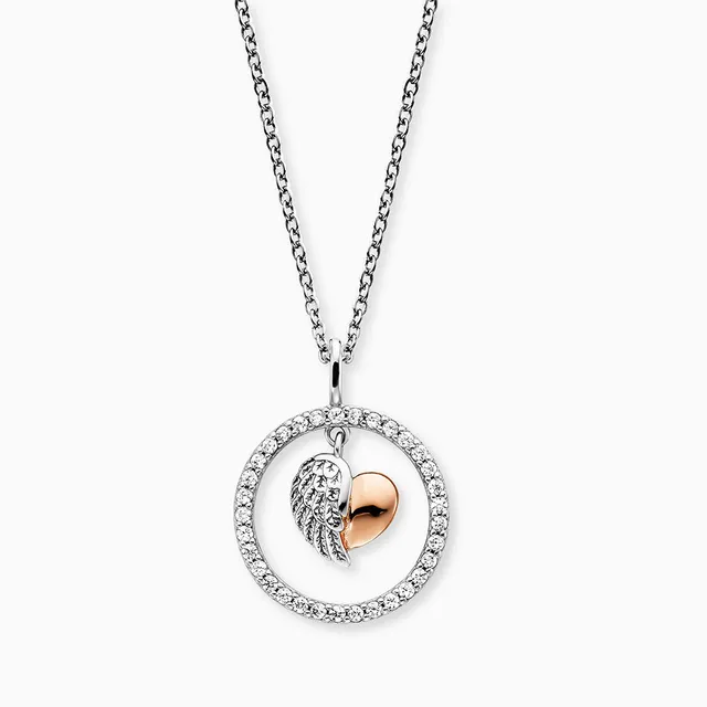 Engelsrufer Herzflügel Bicolor colier argint cu zirconia