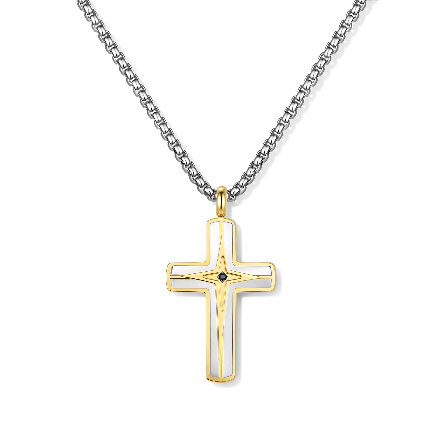 Frank 1967 Cross colier cruce piatră negru