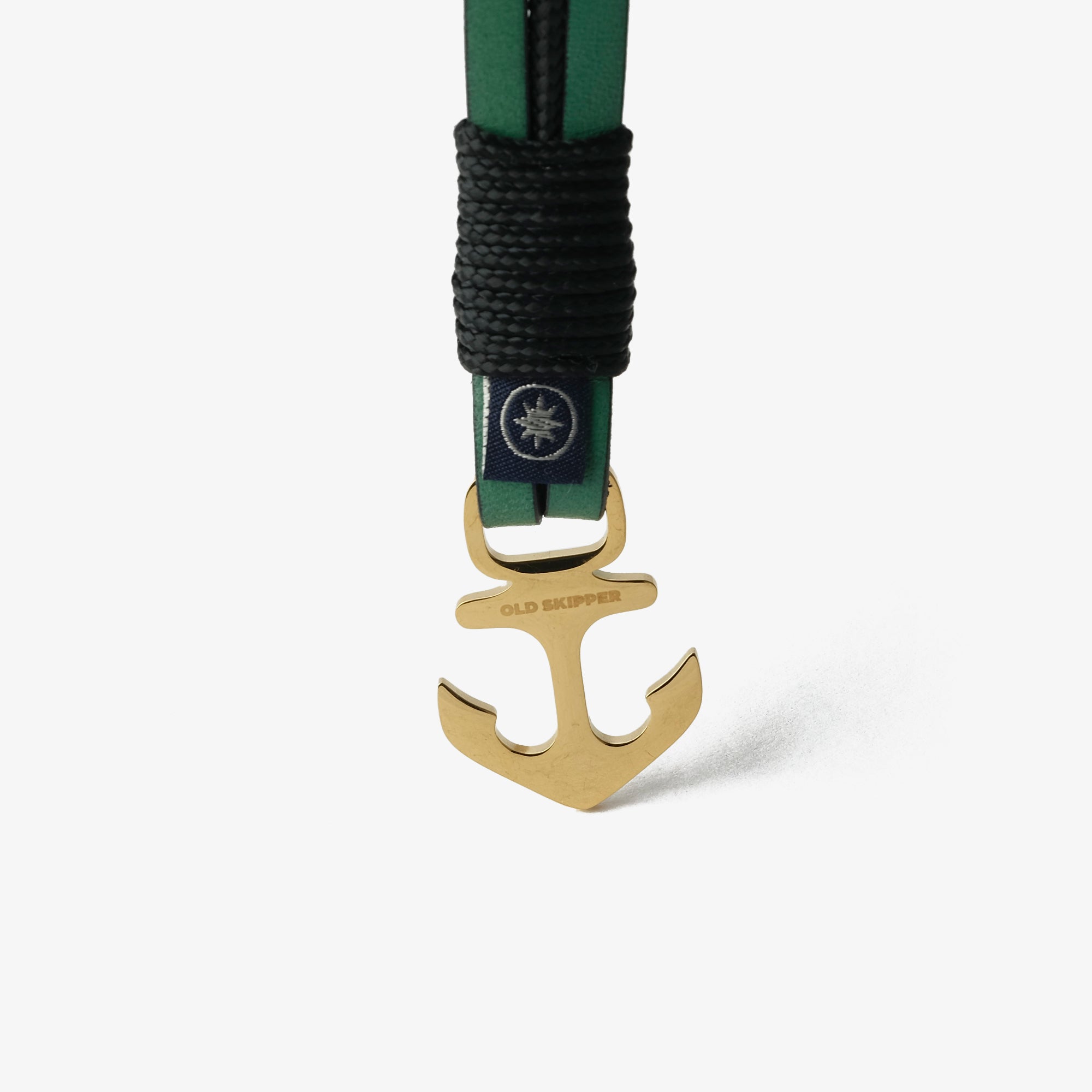 Old Skipper Emerald Seascape Anchor bratara piele verde-negru