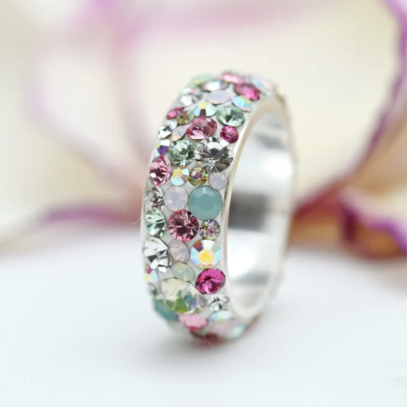 Margeluta.dincristal Pastel inel verigheta argint 925 cristale