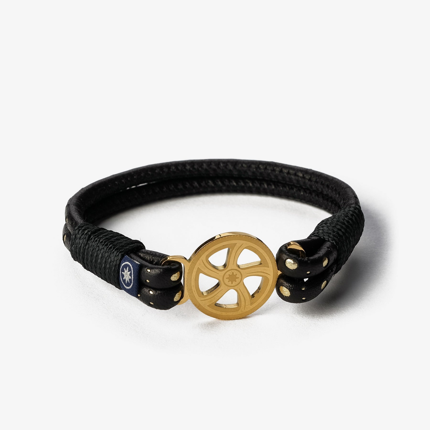 Old Skipper Luxe Anchor brățară nappa negru-auriu