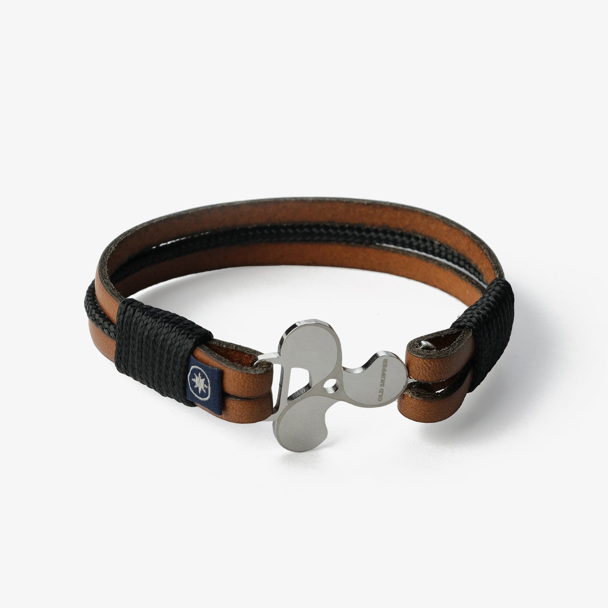 Old Skipper Seafarer bratara piele cal maro-negru
