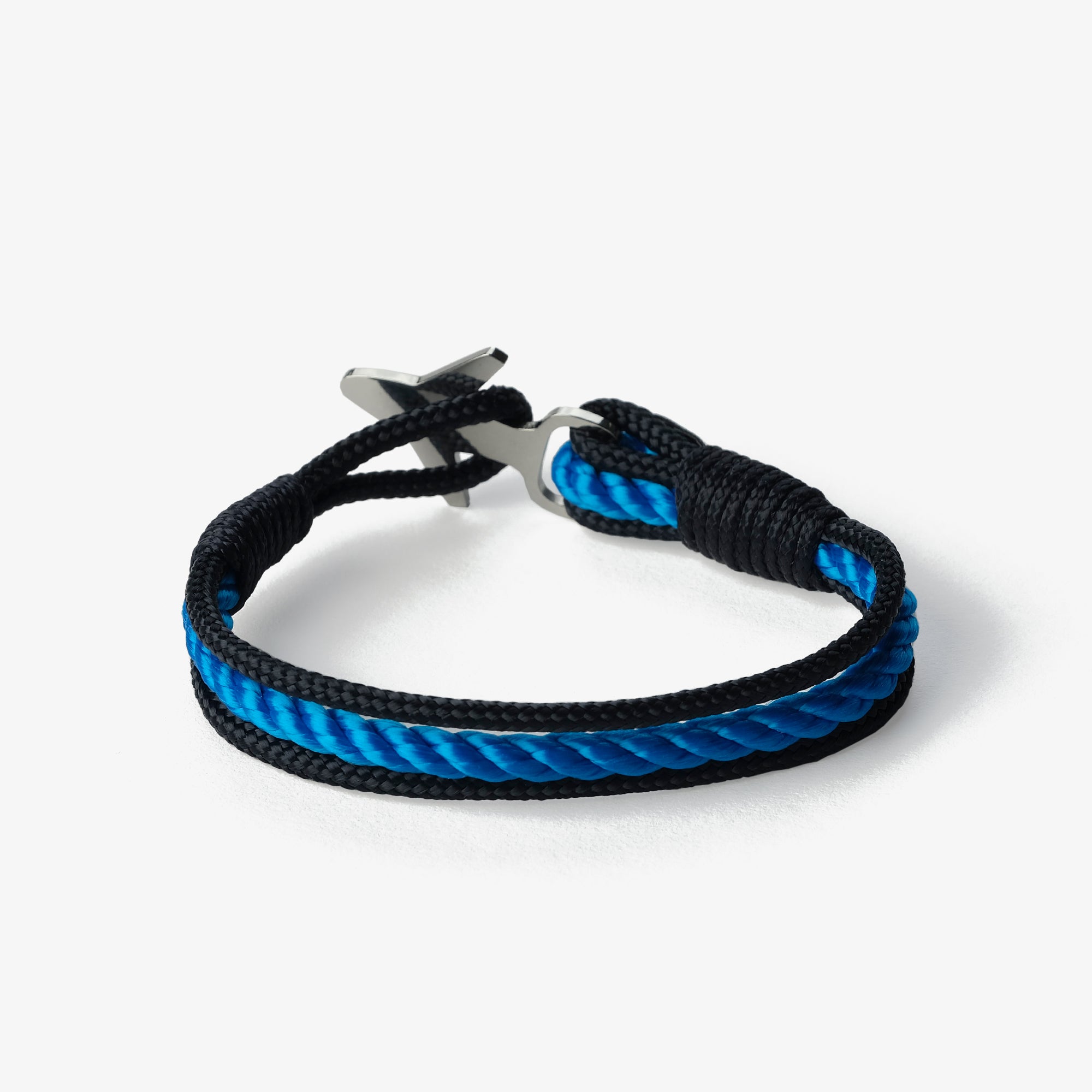 Old Skipper Oceanic Anchor brățară șnur bleumarin argintie