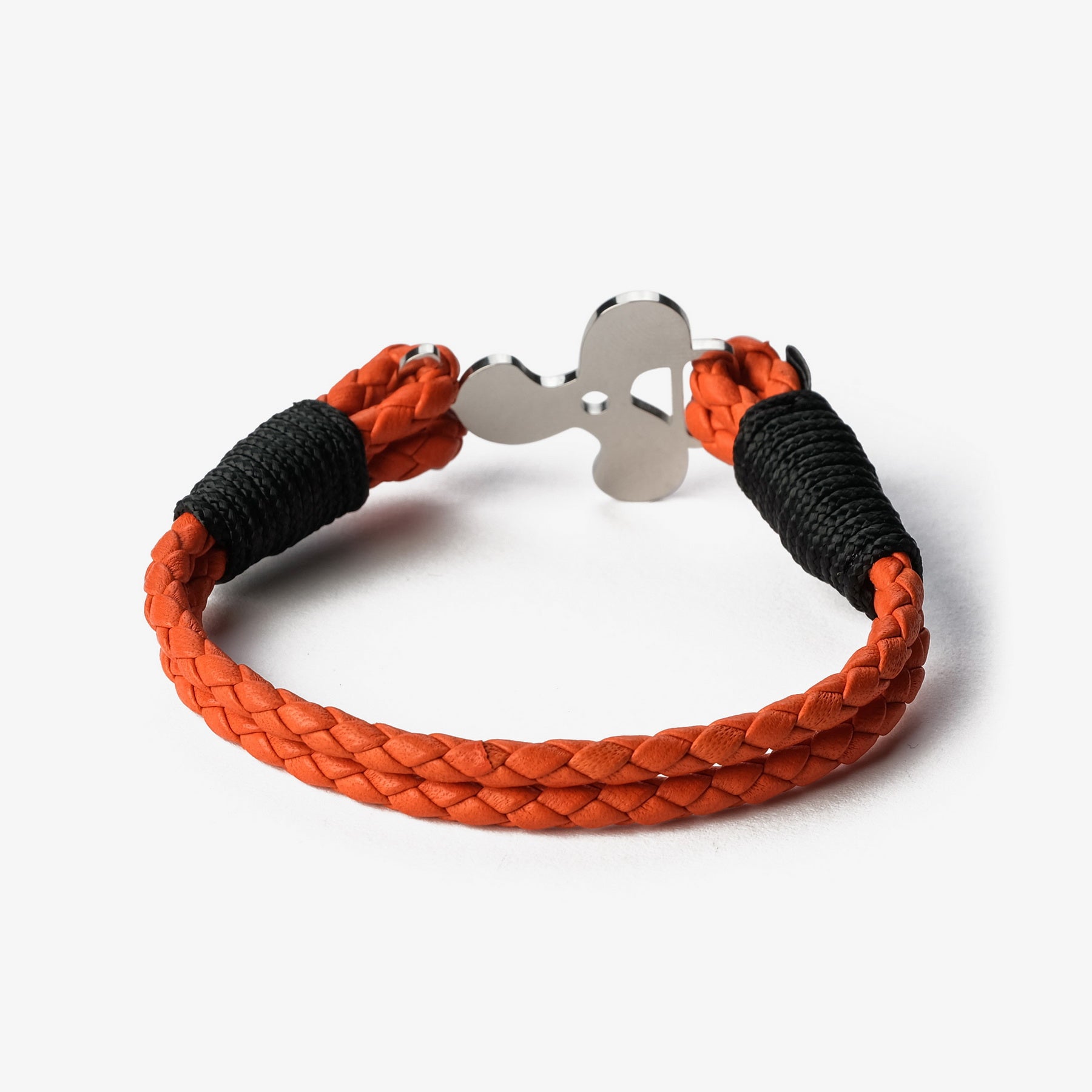 Old Skipper Twist brățară piele împletită portocaliu-negru