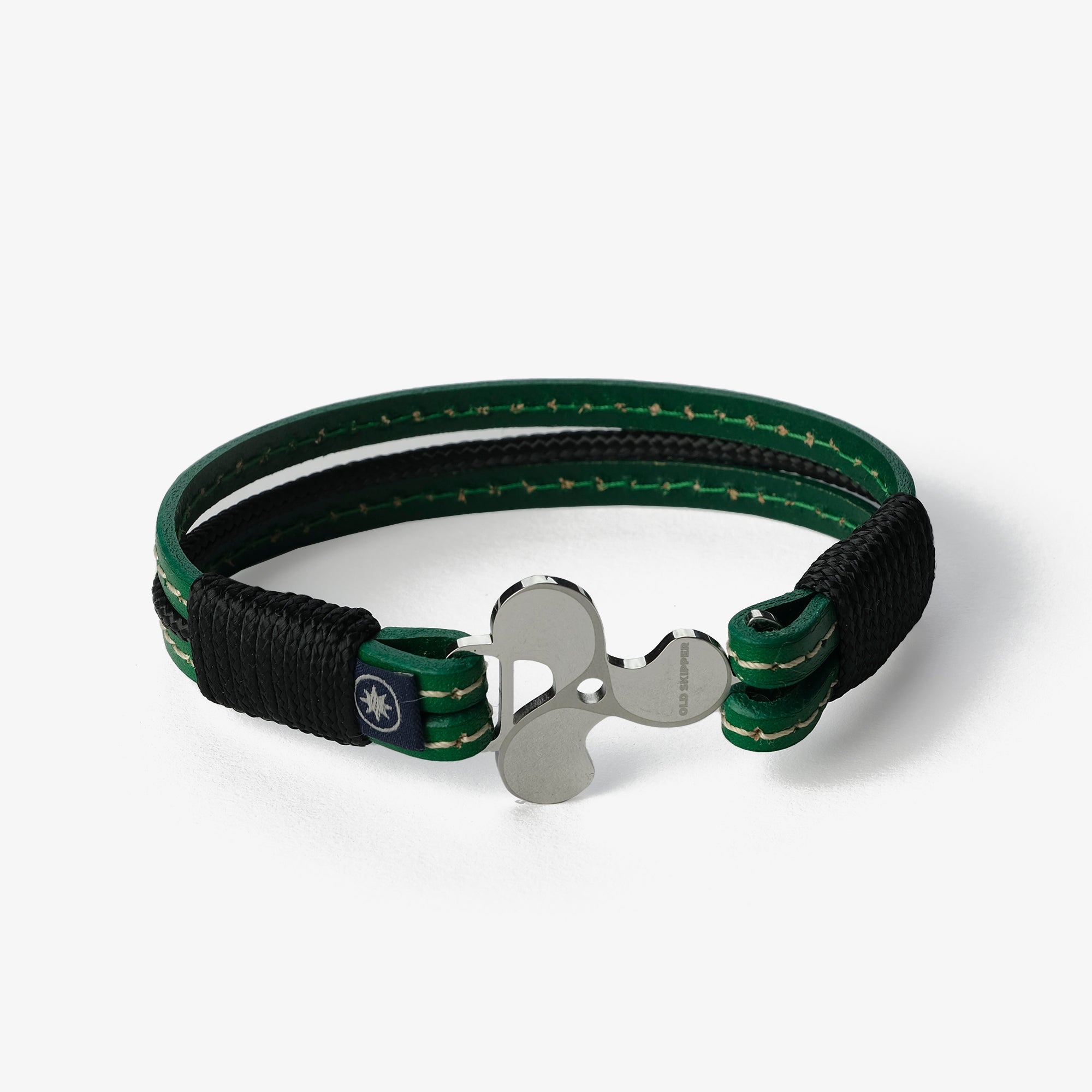 Old Skipper Green Fusion bratara piele ancora verde-negru