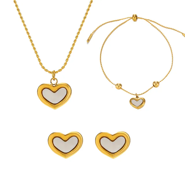Rafini Heart Trio set bijuterii placat aur inimi