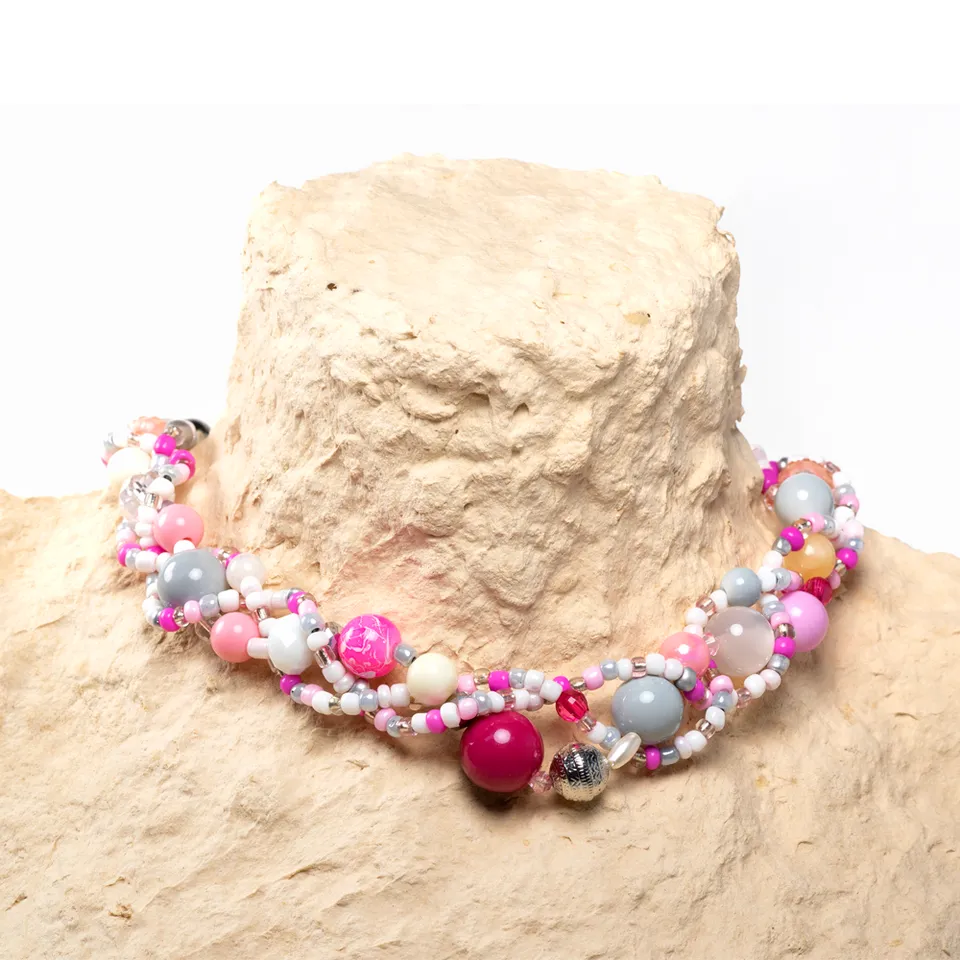 CrisFeather Ice Cream colier cristale roz-burgundy-gri