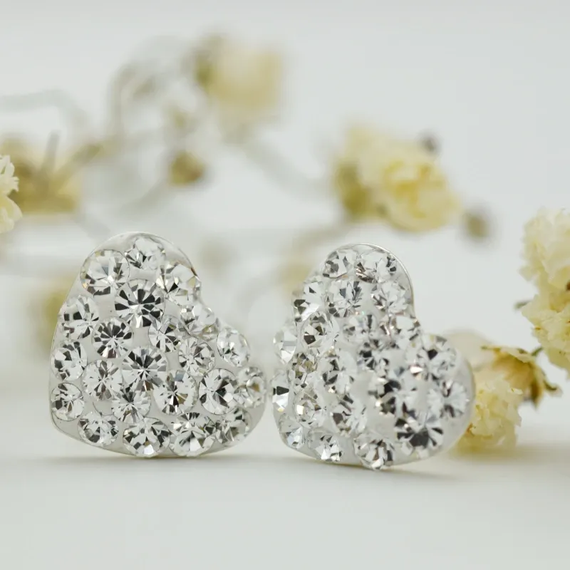 Margeluta.dincristal Inimioare cercei inimioare argint 925 crystal