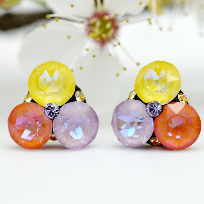 Trio Chaton Summer cercei argint 925 cristale Swarovski