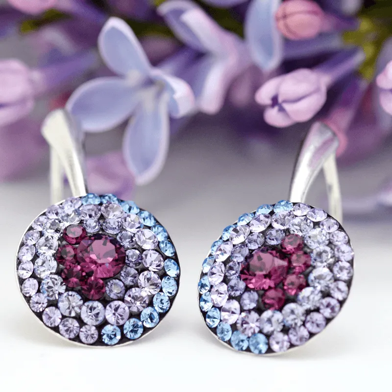 Margeluta.dincristal Chaton Regal Purple cercei argint 925 mov 14 mm